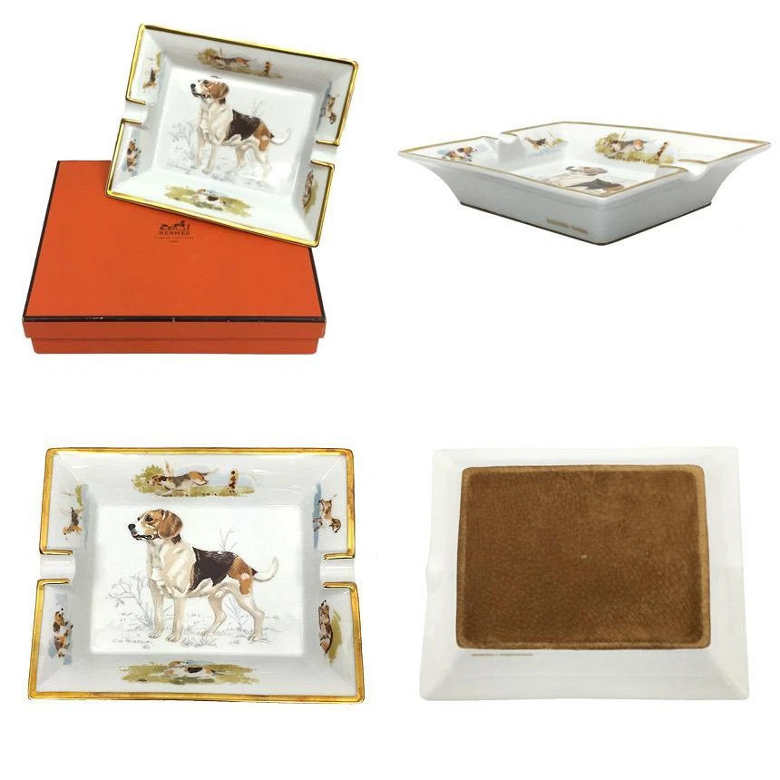 Hermes dish ashtray beagle doggy interior White accessory 19.5 x 16.5 x 4.5cm | eBay US