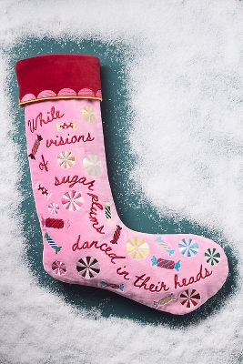 Furbish Studio Embroidered Sugar Plums Stocking | Anthropologie (US)