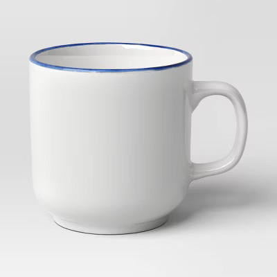 13.7oz Stoneware Mug Blue Rim - Threshold™ | Target