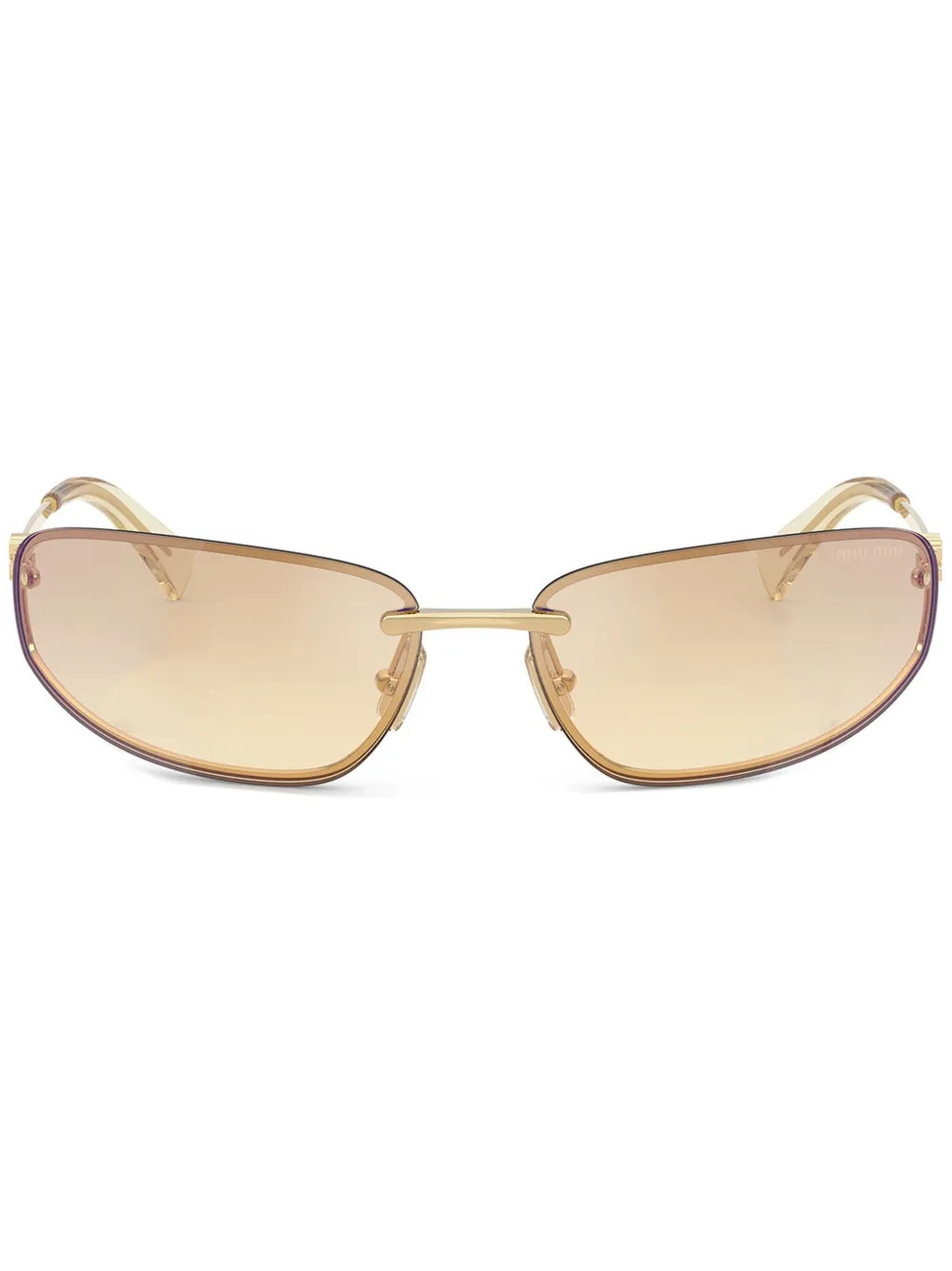 Miu Miu Eyewear wraparound-frame Sunglasses | Gold | FARFETCH | Farfetch Global
