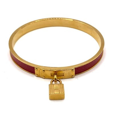Auth HERMES Kelly Bangle - Gold Red Hardware Leather Bangle  | eBay | eBay US