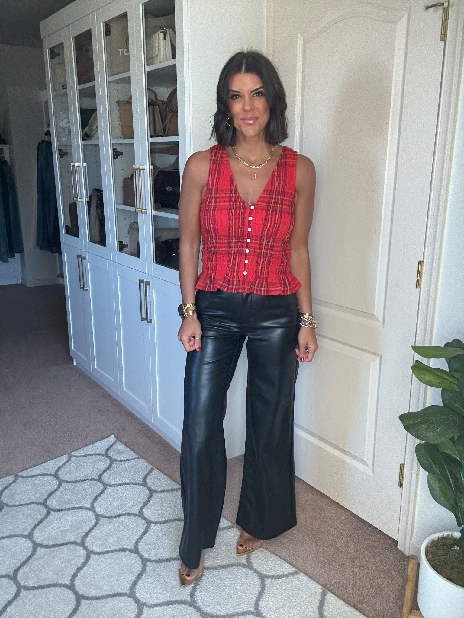 New Target haul! Size small in Christmas tank! Sized up one to a 4 in faux leather pants 

#LTKSaleAlert #LTKFindsUnder100 #LTKSeasonal