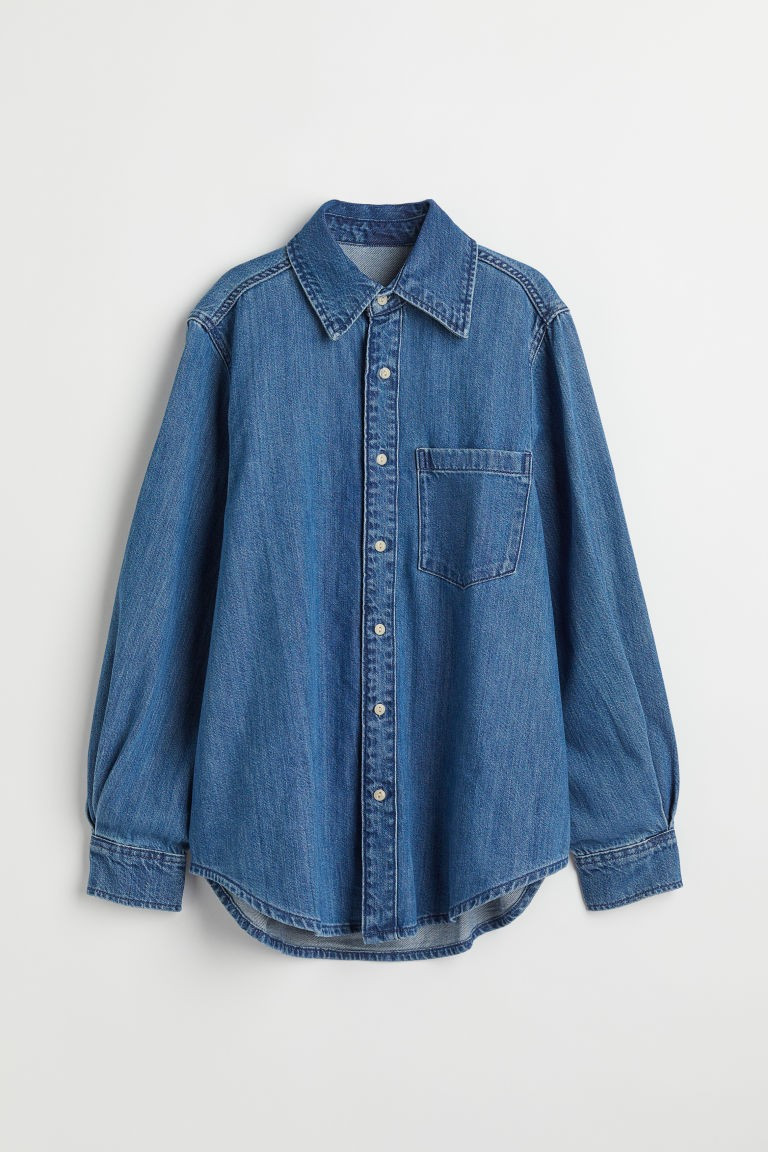 H & M - Oversized Denim Shirt - Blue | H&M (US + CA)