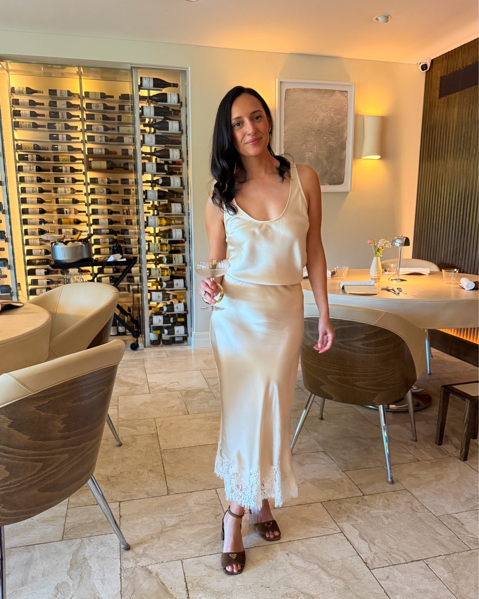 What I wore on my birthday. 

Reformation silk top and bottom in xs. I love this cream color that was so beautiful 🍦🕊️✨ add my Prada sandals as the cherry on top.

#LTKootd #LTKOver40 #LTKPetite