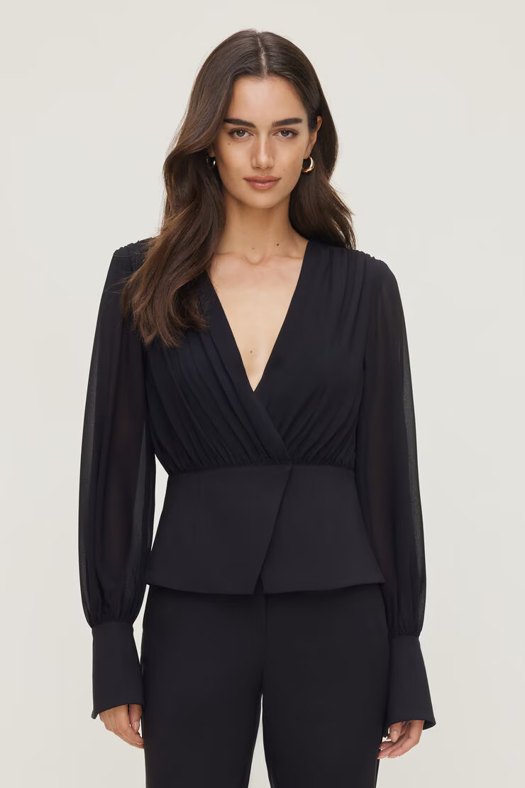 Sheer Wrap Blouse | Dynamite Clothing