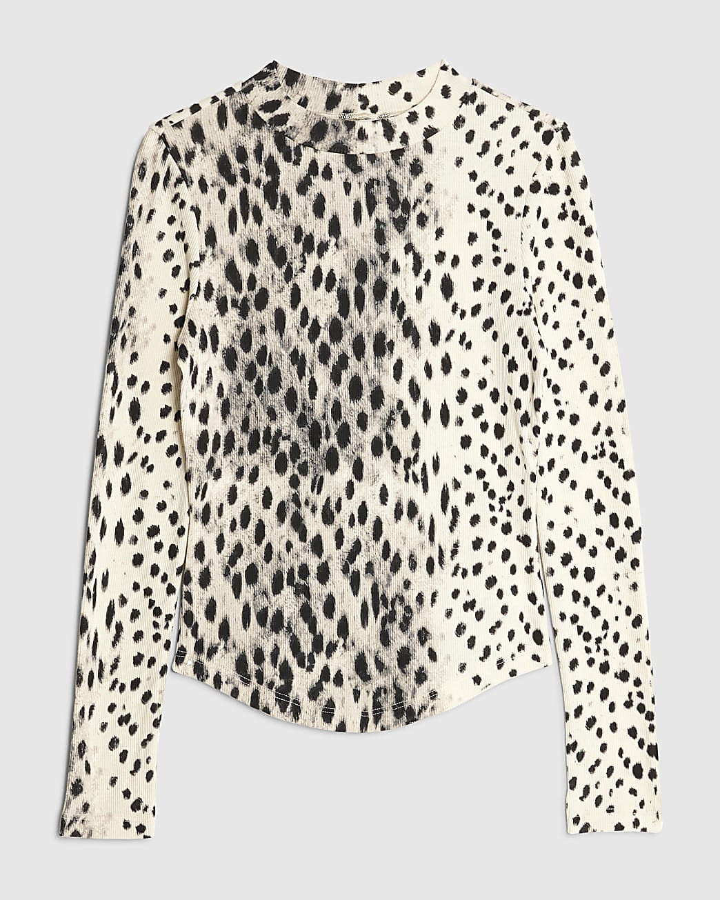 Cream Leopard Long Sleeve Baby Tee T-Shirt | River Island UK & IE
