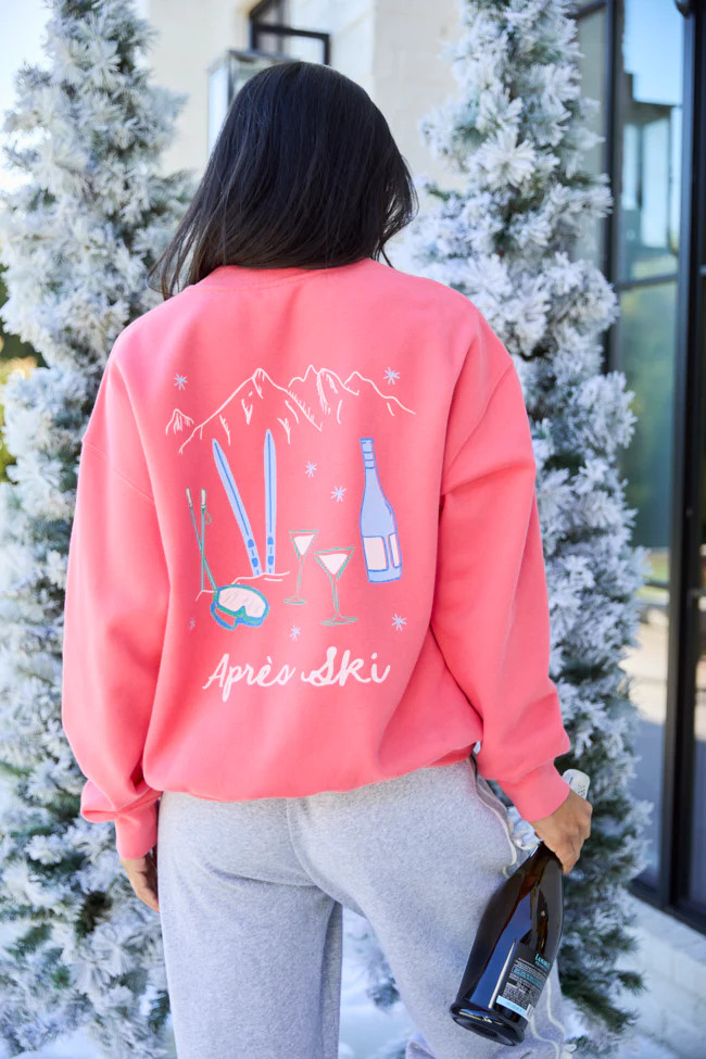 Apres Ski Light Red Graphic Sweatshirt | Pink Lily