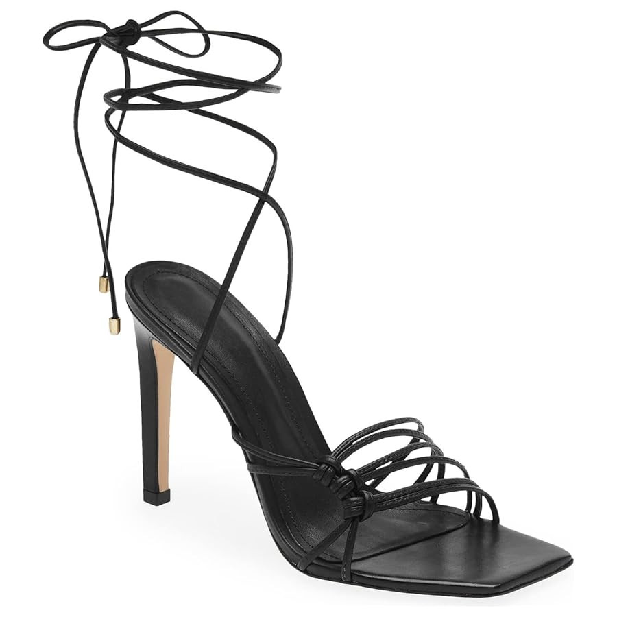 Juliet Holy Womens Lace Up Heeled Sandals Square Open Toe Stiletto Heels Strappy Summer Dressy Sh... | Amazon (US)