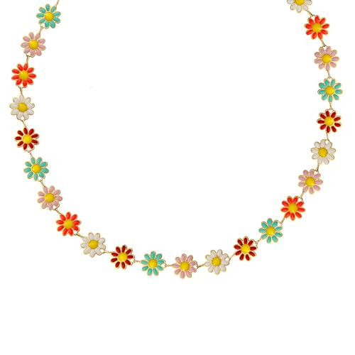 Ora & Eve Flower Choker Necklace for Women \u2013 Colorful Enamel Daisy Chain, 18K Gold Plated, W... | Amazon (US)