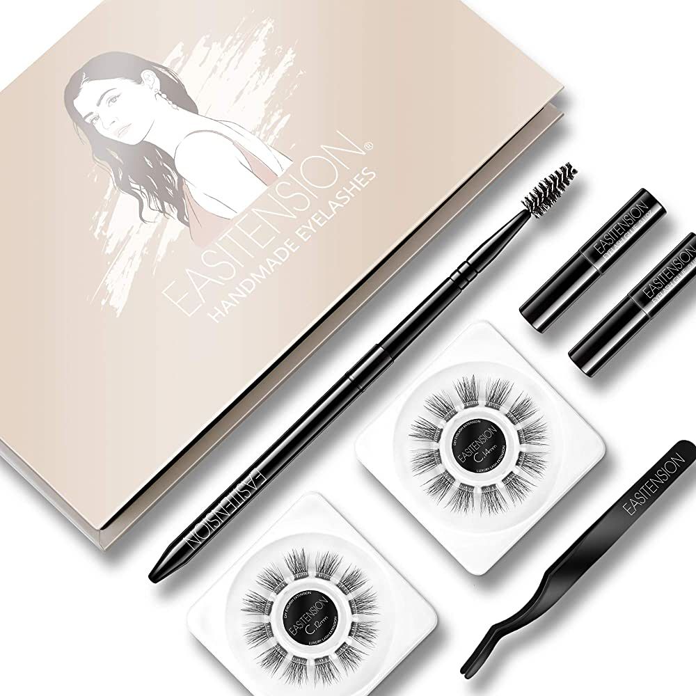 EASITENSION DIY Eyelash Extension, 3D Effect Glue Bonded Band Cluster Lashes Individual Lash 24 C... | Amazon (US)