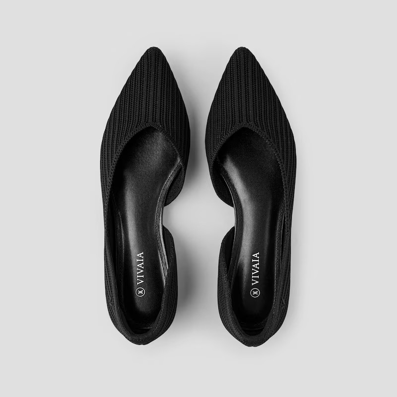 Pointed-Toe Striped Flats | VIVAIA