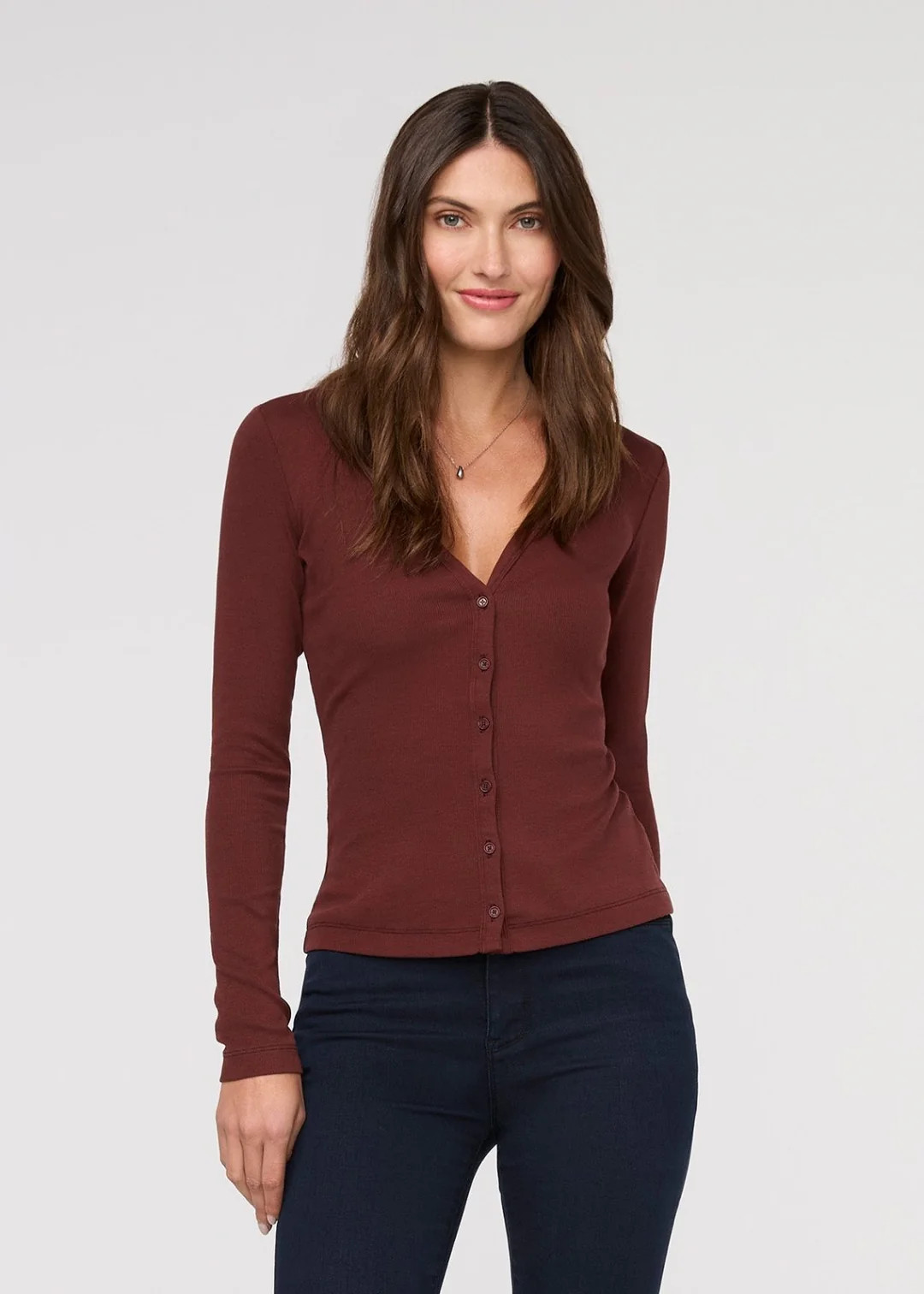 Ribbed Pima Fitted Button Down - Rich Maroon | DUER