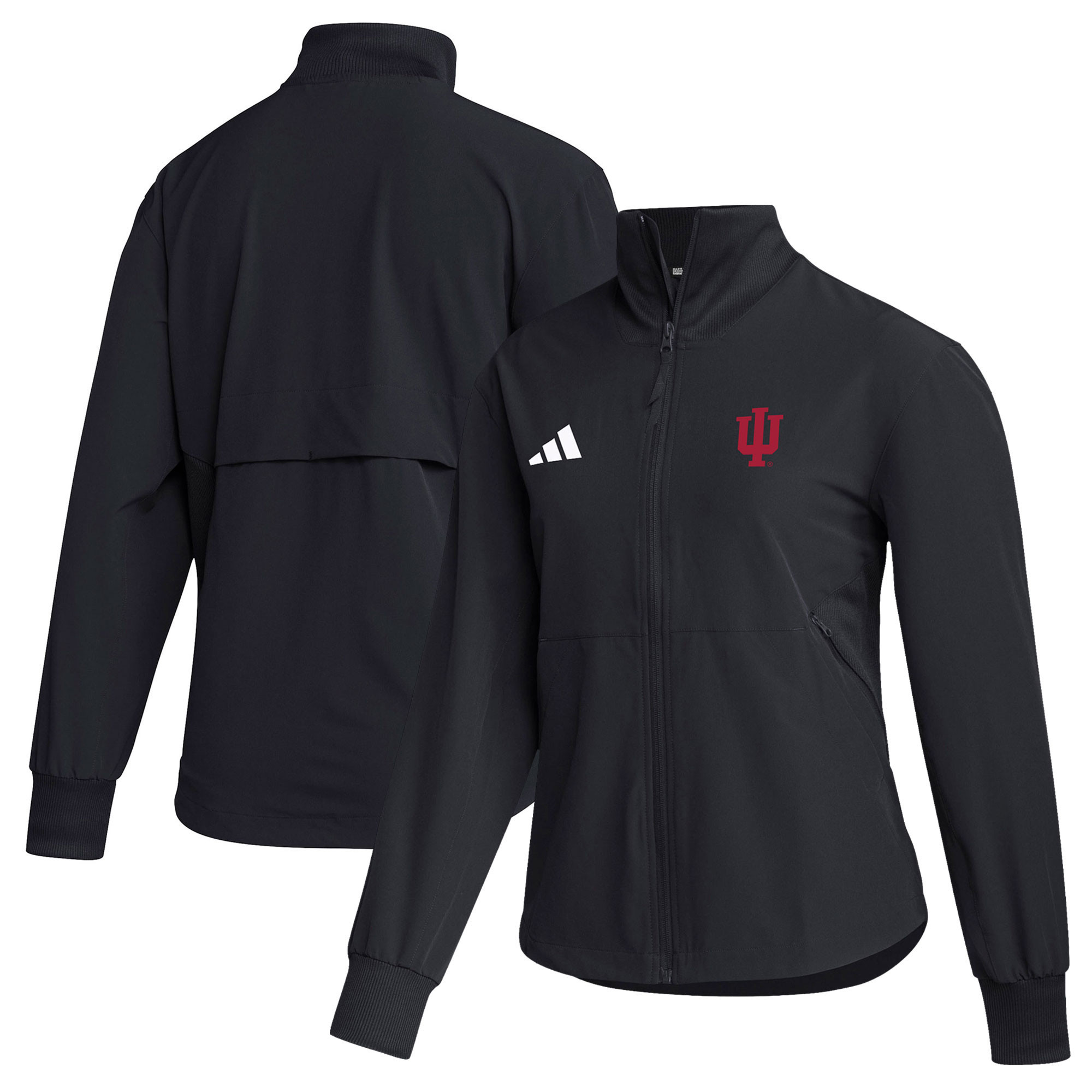Women's adidas Black Indiana Hoosiers Sideline Travel Woven Full-Zip Jacket | Fanatics