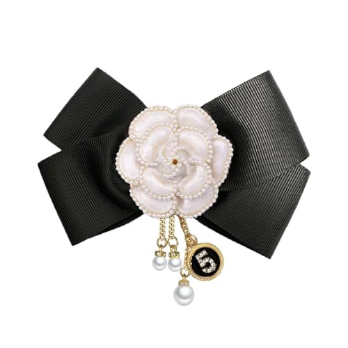 Camellia Flower Pre-Tied Big Bow Tassel Brooch Pin for Women Girls CZ Faux Pearl Lucky Number Fiv... | Amazon (US)