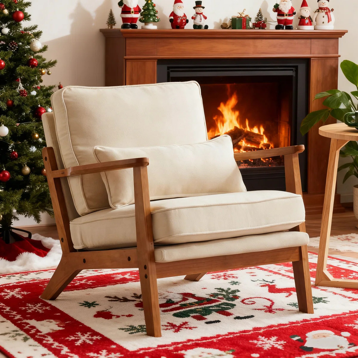 Lemley Upholstered Accent Chair With Wooden Legs And One Pillow | Wayfair North America
