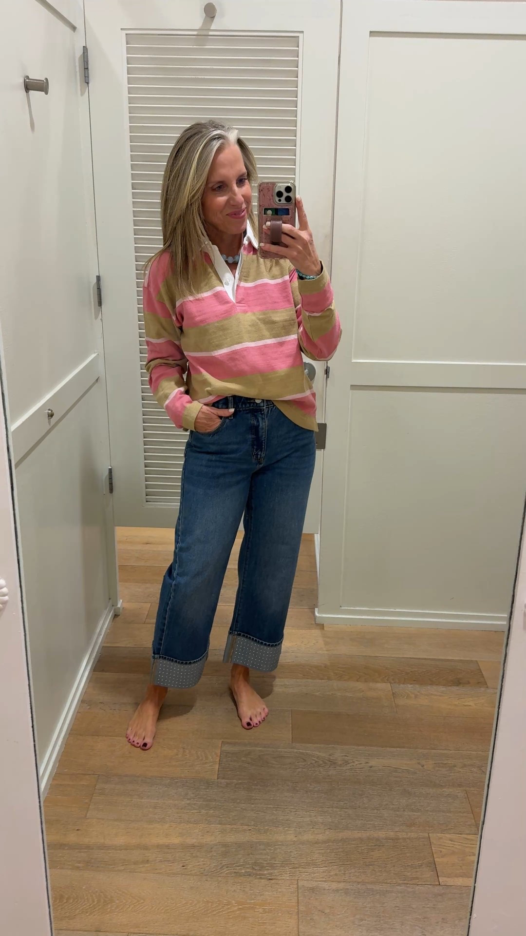 Check out the bottom of these jeans. ADORABLE Wearing 26P
Use COAST25 on necklacee

#LTKFindsUnder100 #LTKSaleAlert #LTKOver40