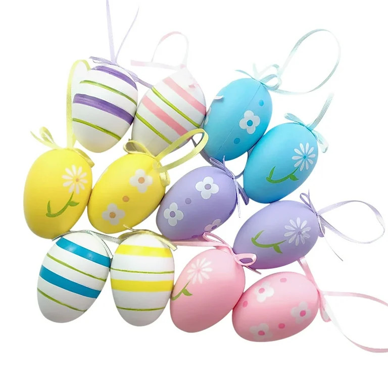 UTOURS 12Pcs Easter Decorations Eggs Hanging Ornaments Colorful For Easter Tree Basket Decor Part... | Walmart (US)