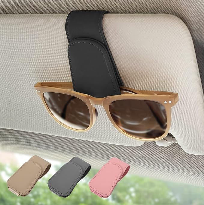 Magnetic Leather Sunglass Holder, Eyeglass Hanger Clip for Car Sun Visor, Suitable for Different ... | Amazon (US)