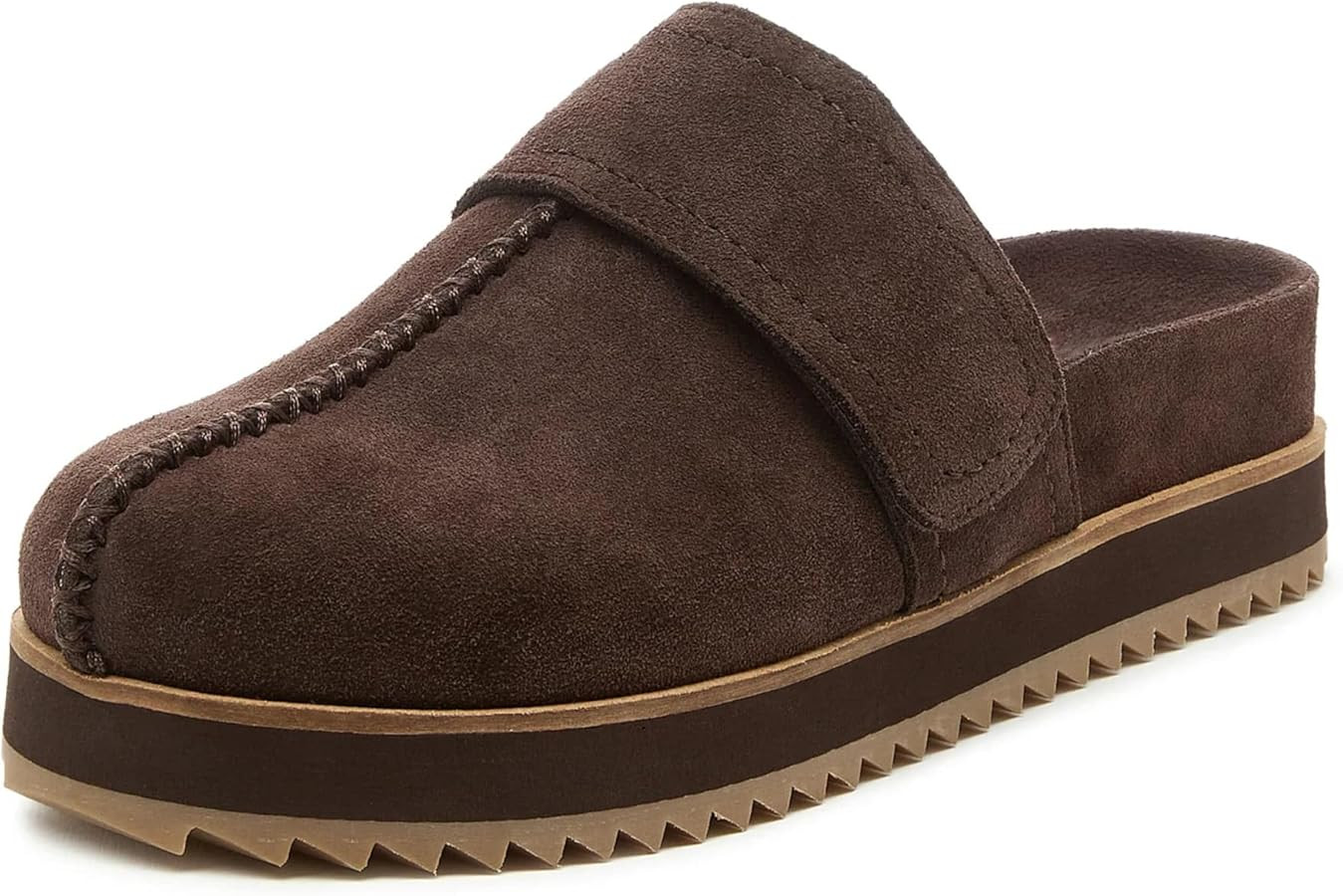 Feathos Women's Suede Mules Chunky Platform Slip-On Shoes with Adjustable Strap for Casual Everyd... | Amazon (US)