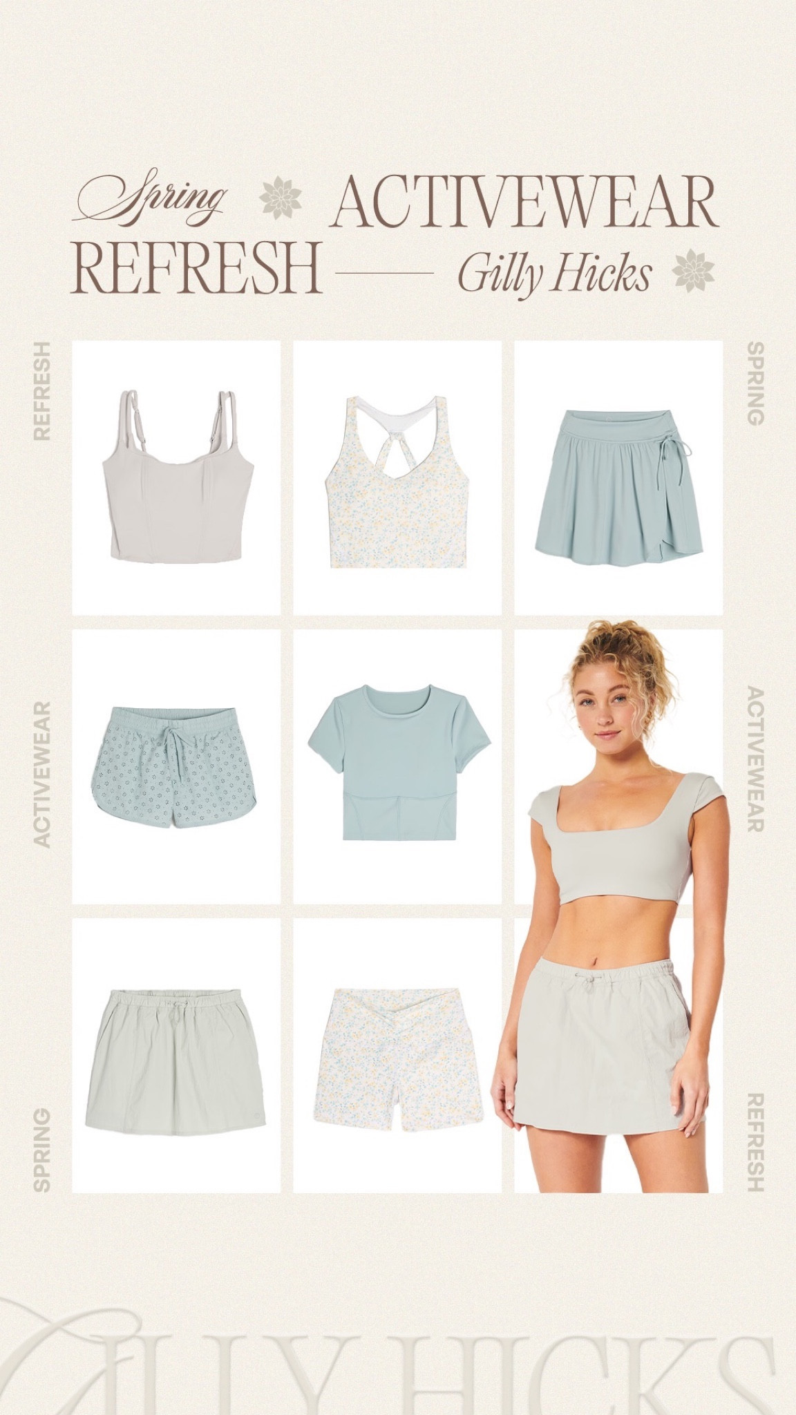 Spring activewear refresh🩵🦋 Gilly hicks has such unique and affordable activewear #active #tennisskirt 

#LTKfitness #LTKstyletip #LTKmidsize