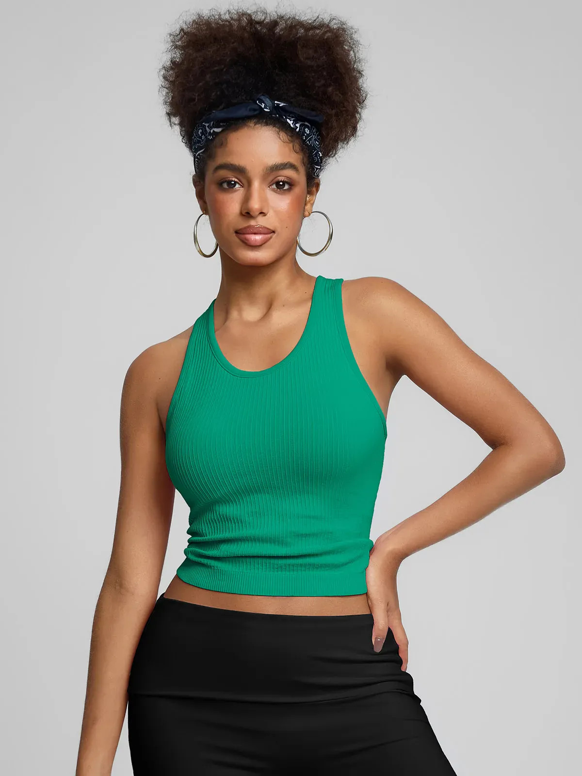 BrxlGrit™ Seamless Ribbed Scoop-Neck Racerback Sports Tank Top | Brxl