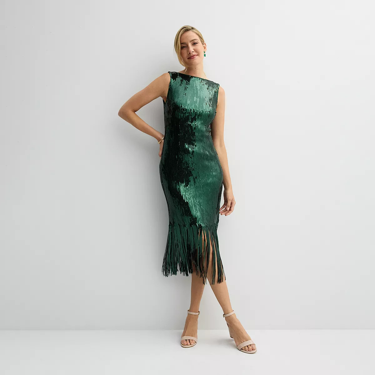 Women's Nanette Lepore Sleeveless Sequin Dress with Fringe Detail | Kohl's