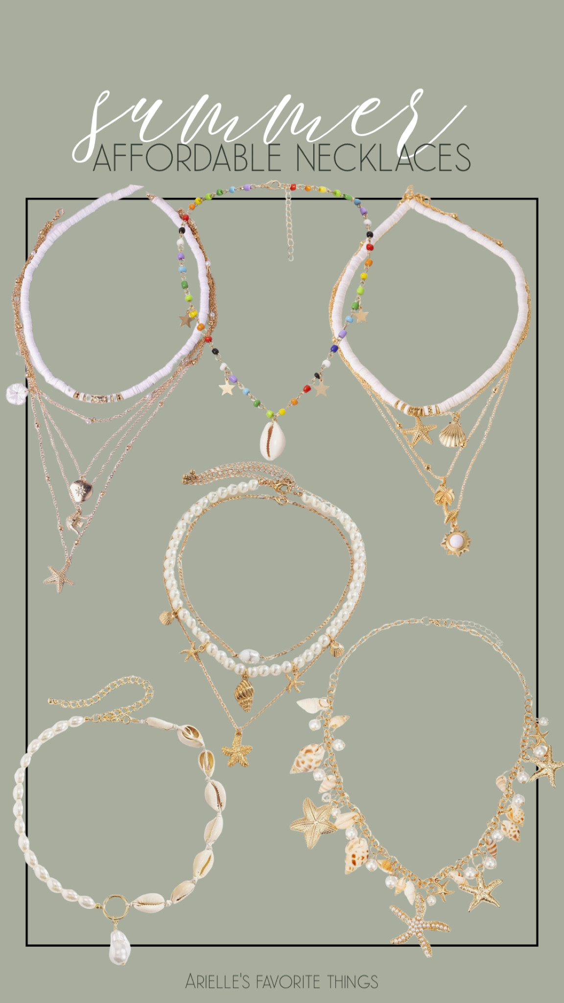 I have a confession to make. I am a sucker for jewelry.  I own more than any one person should. I want to share the top 6 summer necklaces (that are affordable and from Amazon) that I am currently eyeing up for summer 2024. Many are shell themed with charms and pearls, and I am here for it! 

#LTKFindsUnder50 #LTKSeasonal #LTKStyleTip