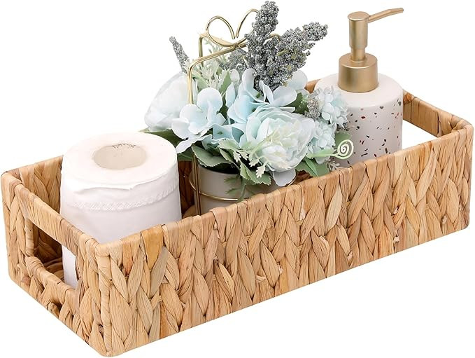 Wicker Storage Basket Water Hyacinth Basket Toilet Paper Baskets,Toilet Paper Holders Toilet Tank... | Amazon (US)