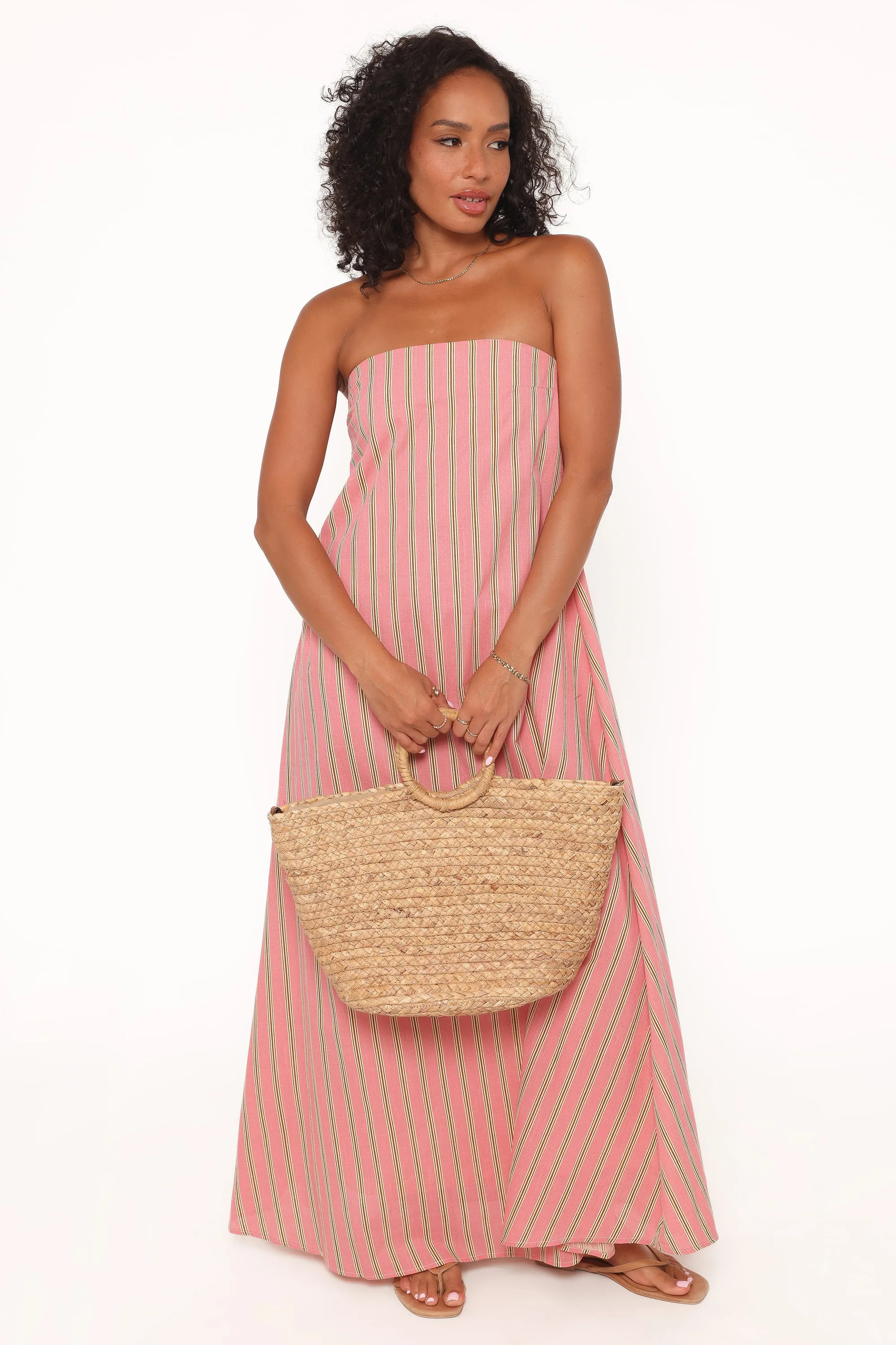 Soph Strapless Maxi Dress - Pink Stripe | Petal & Pup (US)