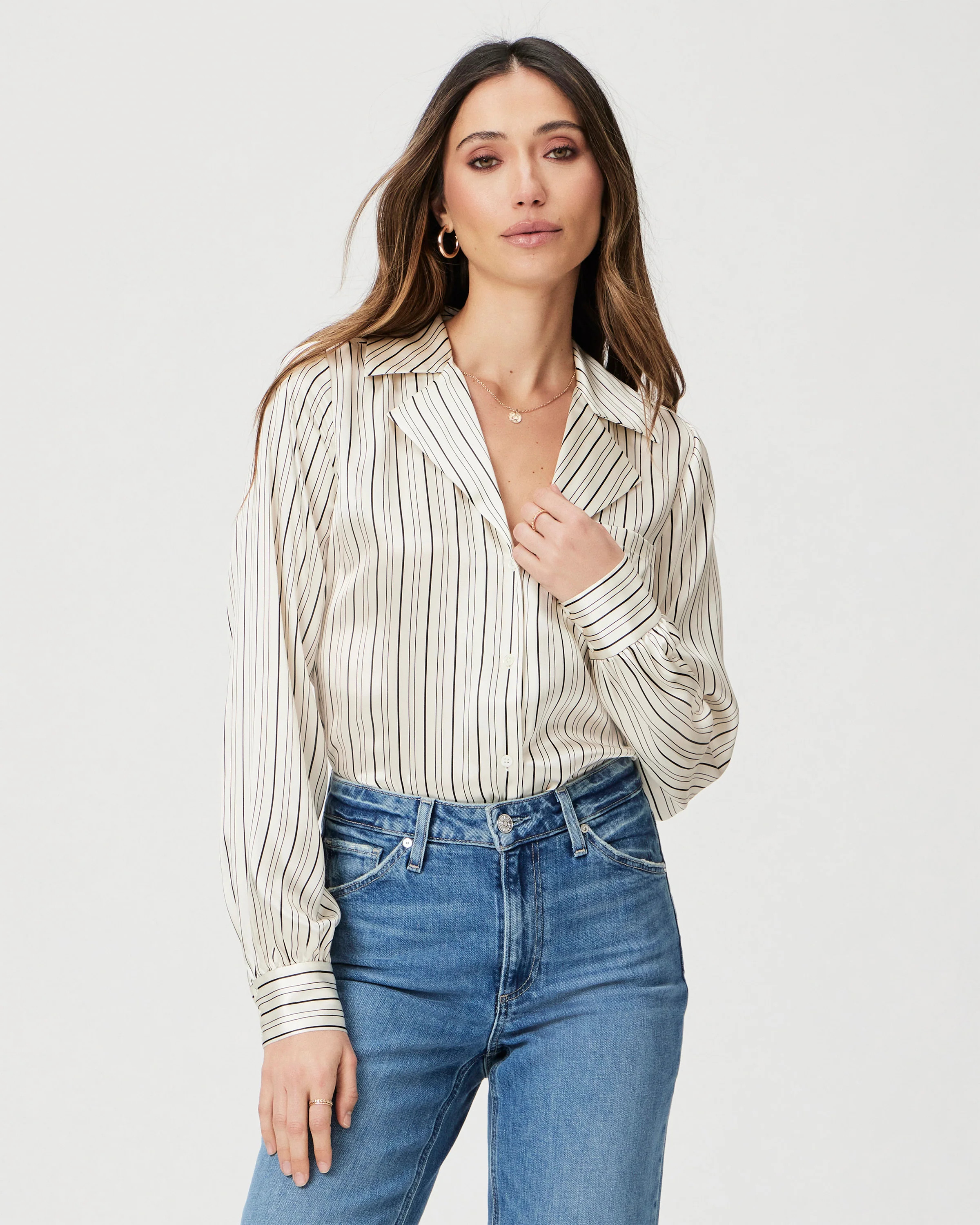 Capriana Shirt - Antique White/Black | Paige