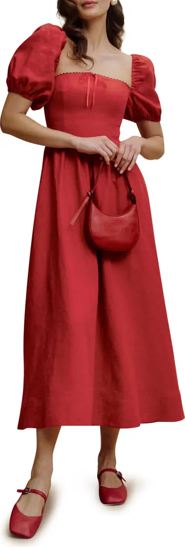 Marella Puff Sleeve Linen Dress | Nordstrom