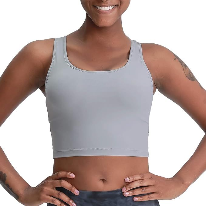 Lemedy Women Workout Sports Bra Removable Padded Yoga Running Crop Tank Top | Amazon (US)