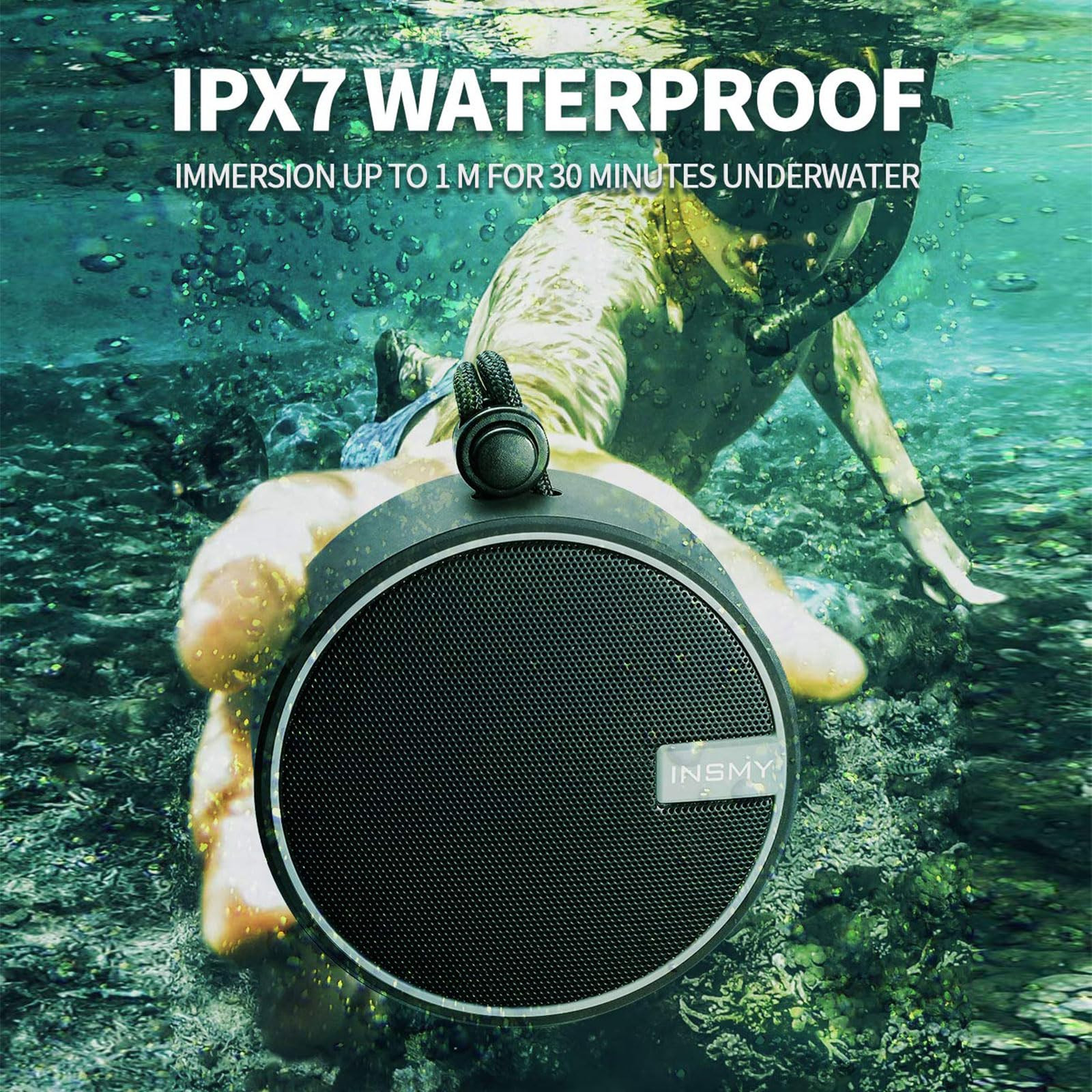 INSMY C12 IPX7 Waterproof Shower Bluetooth Speaker, Portable Small Speaker, Speakers Bluetooth Wi... | Amazon (US)