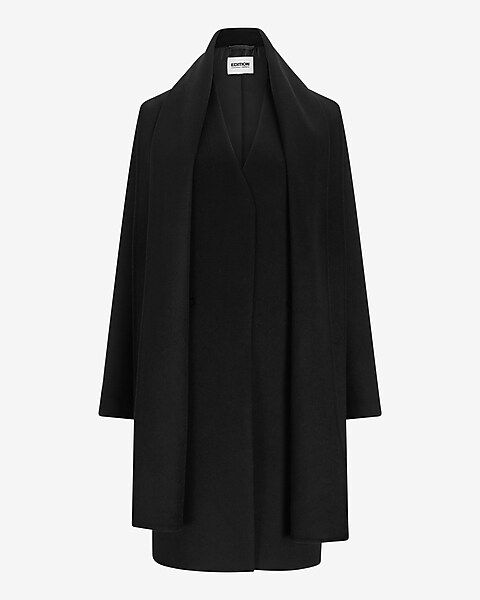 Wool-blend Button Front Scarf Coat | Express