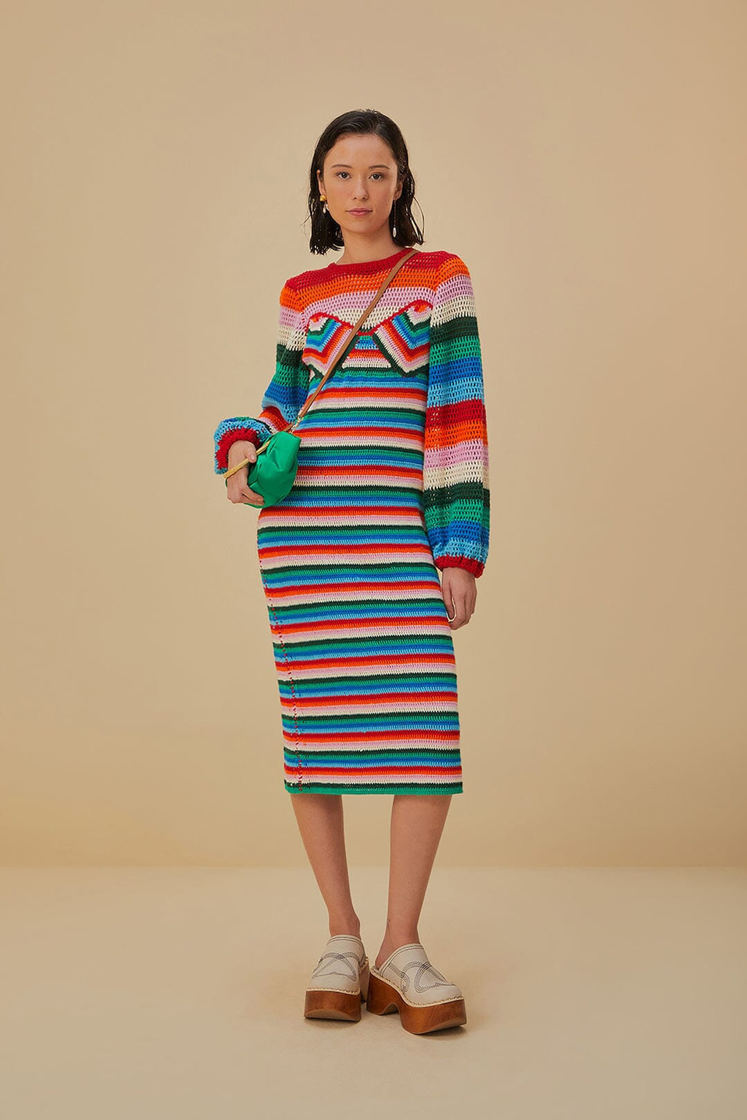 Colorful Stripes Crochet Midi Dress | FarmRio (US)