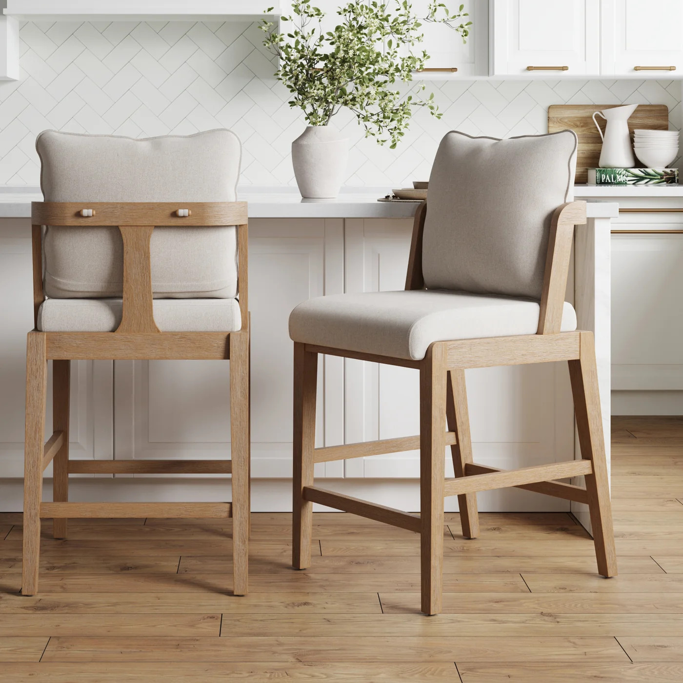 Scandinavian 2-Pack Bar Stool with Back Light Brown | Nathan James