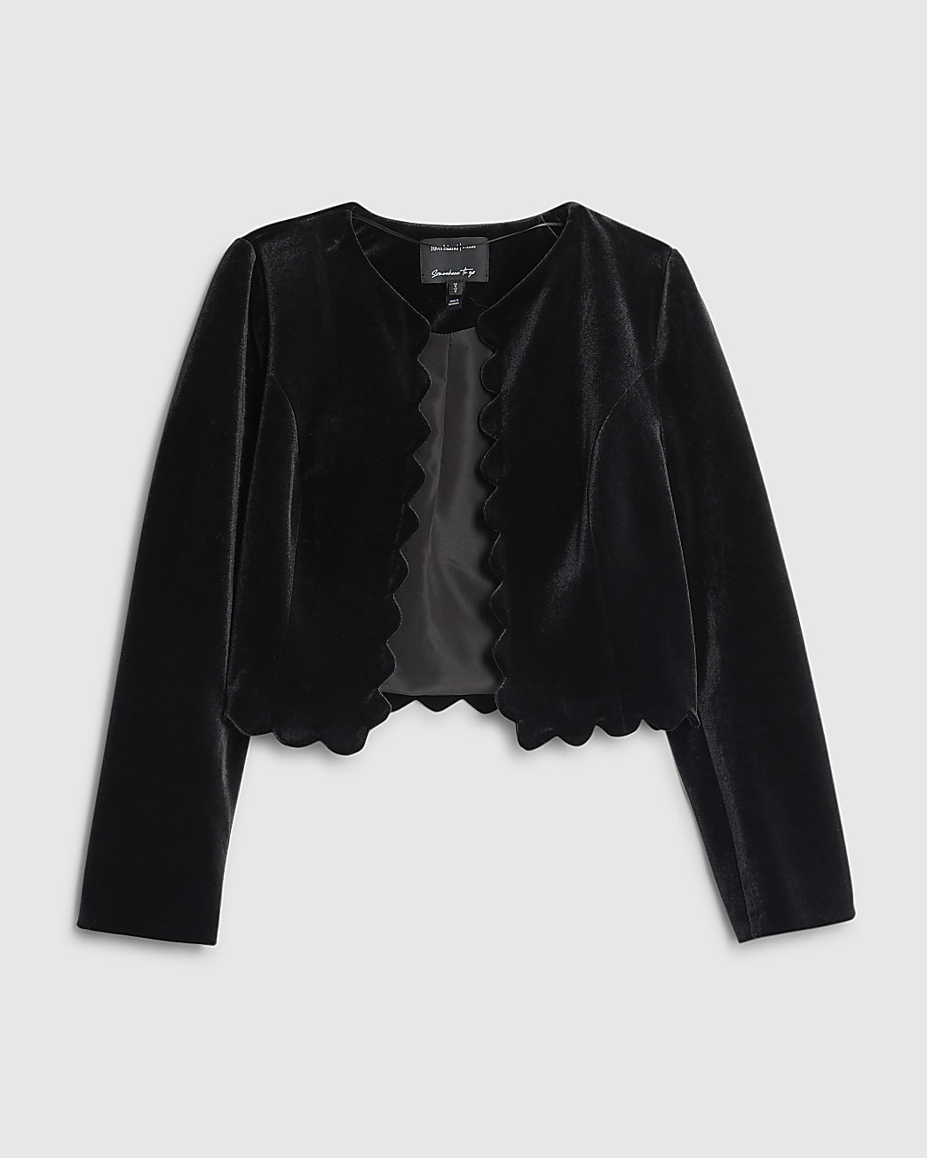 Black Velvet Scallop Trim Trophy Jacket | River Island UK & IE