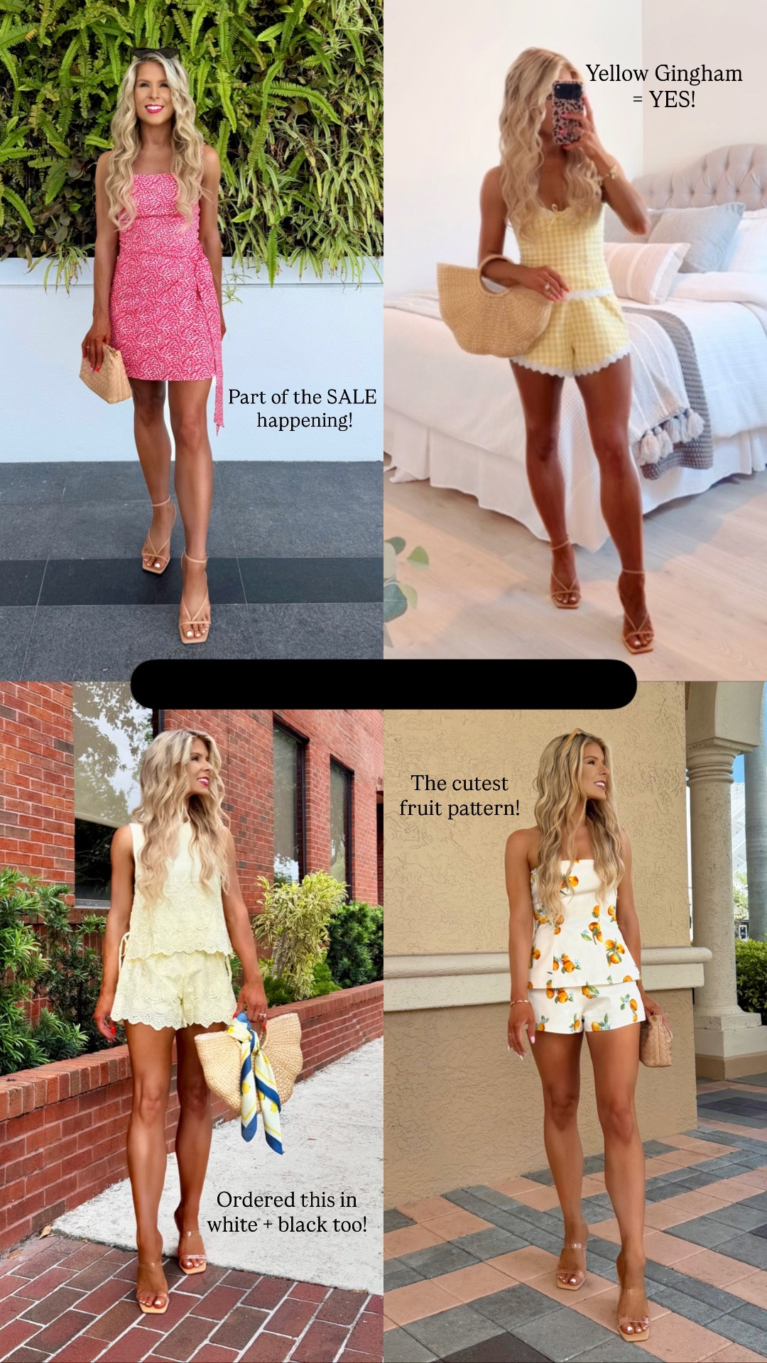 Favorite summer matching sets!

Coord set, matching shorts set, matching skirt set, summer set, vacation set, highrise shorts, fruit pattern, butter yellow set, butter yellow outfit, linen set, linen skirt, summer skirt, sardine trend, yellow gingham set, yellow gingham top, yellow shorts

#LTKootd #LTKSaleAlert #LTKSeasonal