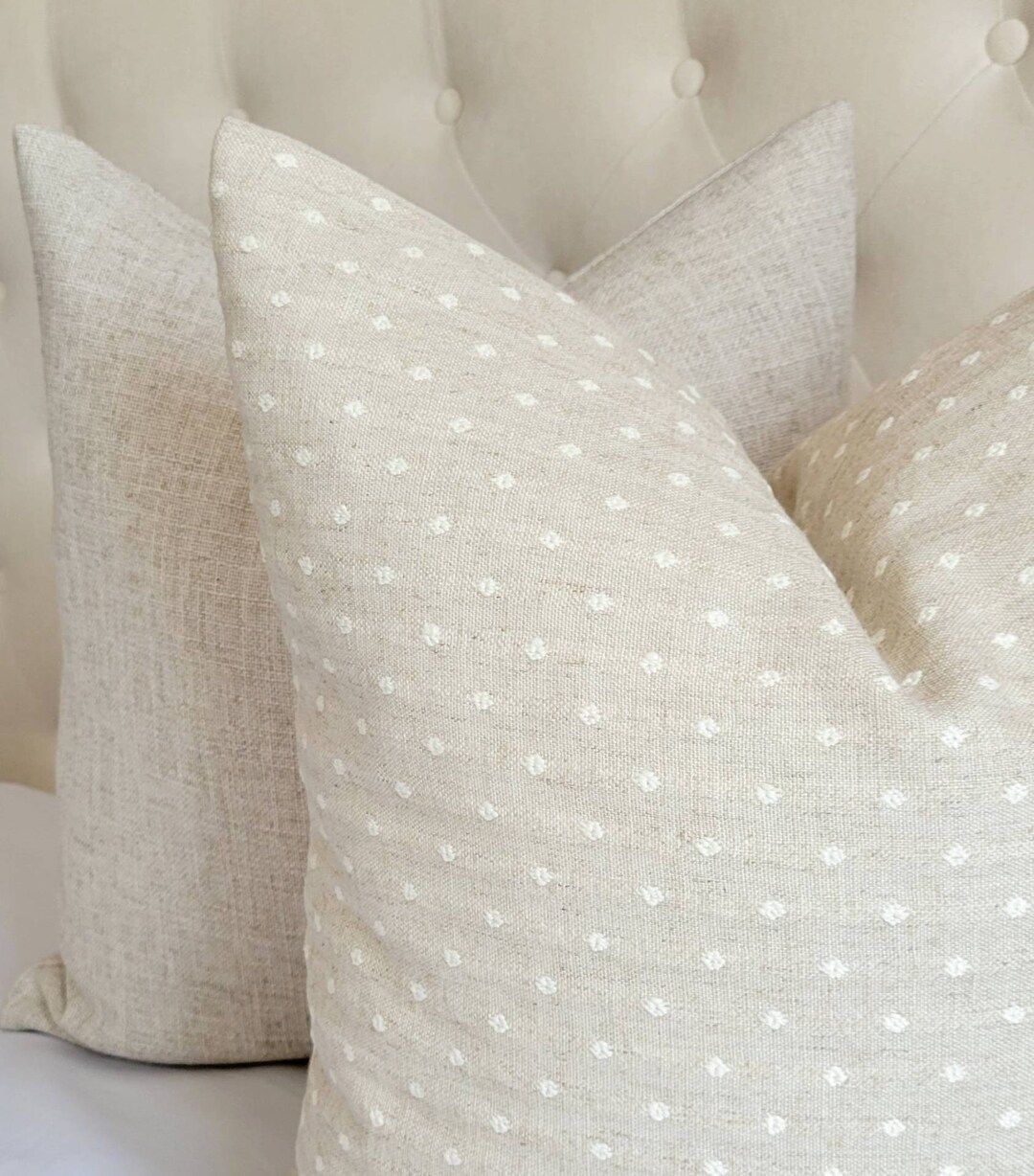 Neutral decor pillow cover, textural ivory dot beige pillow, 20x20 organic look pillow, high end ... | Etsy (US)