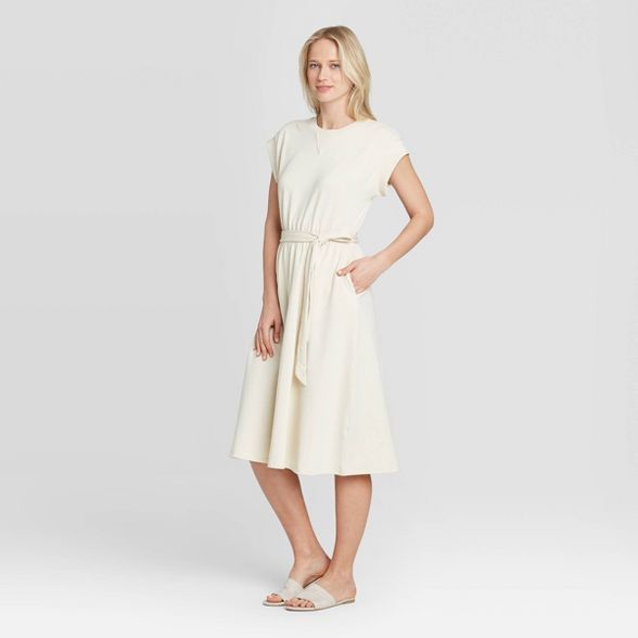Women's Short Sleeve Shirring-Detailed Dress - Who What Wear™ Off White | Target