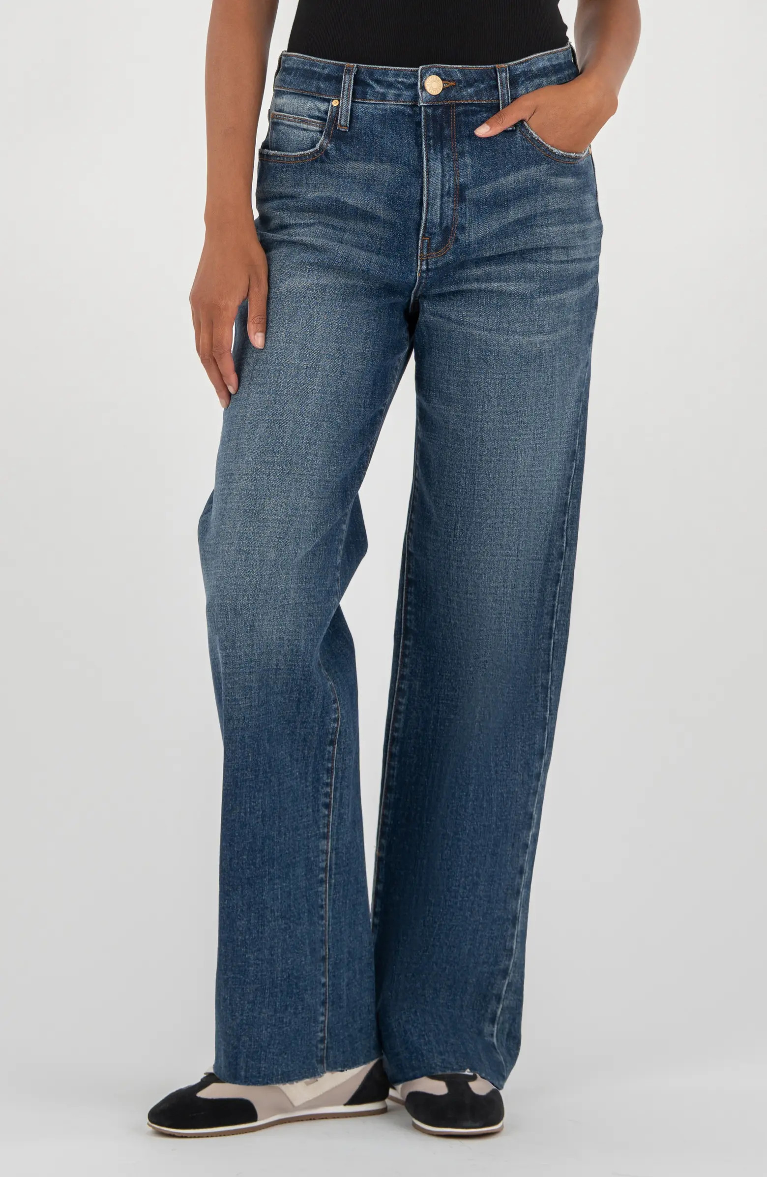 Sienna Raw Hem High Waist Relaxed Straight Leg Jeans | Nordstrom