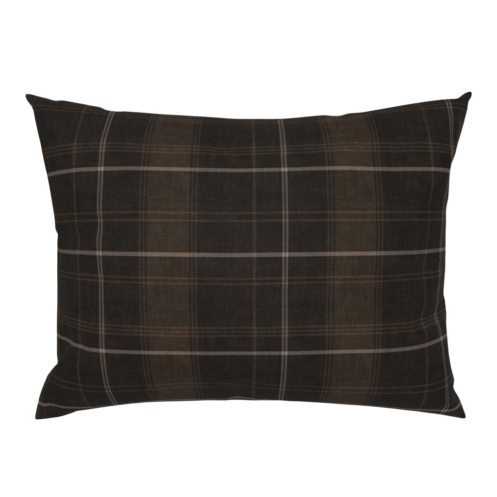 M / Ezra Plaid - Coffeeshop Espresso Classic Cozy Linen Tartan Pillow Sham | Spoonflower | Spoonflower