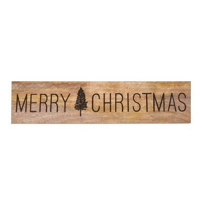 Gallerie II "Merry Christmas" Tree Mango Wood Decorative Wall Sign 5" x 20" | Target