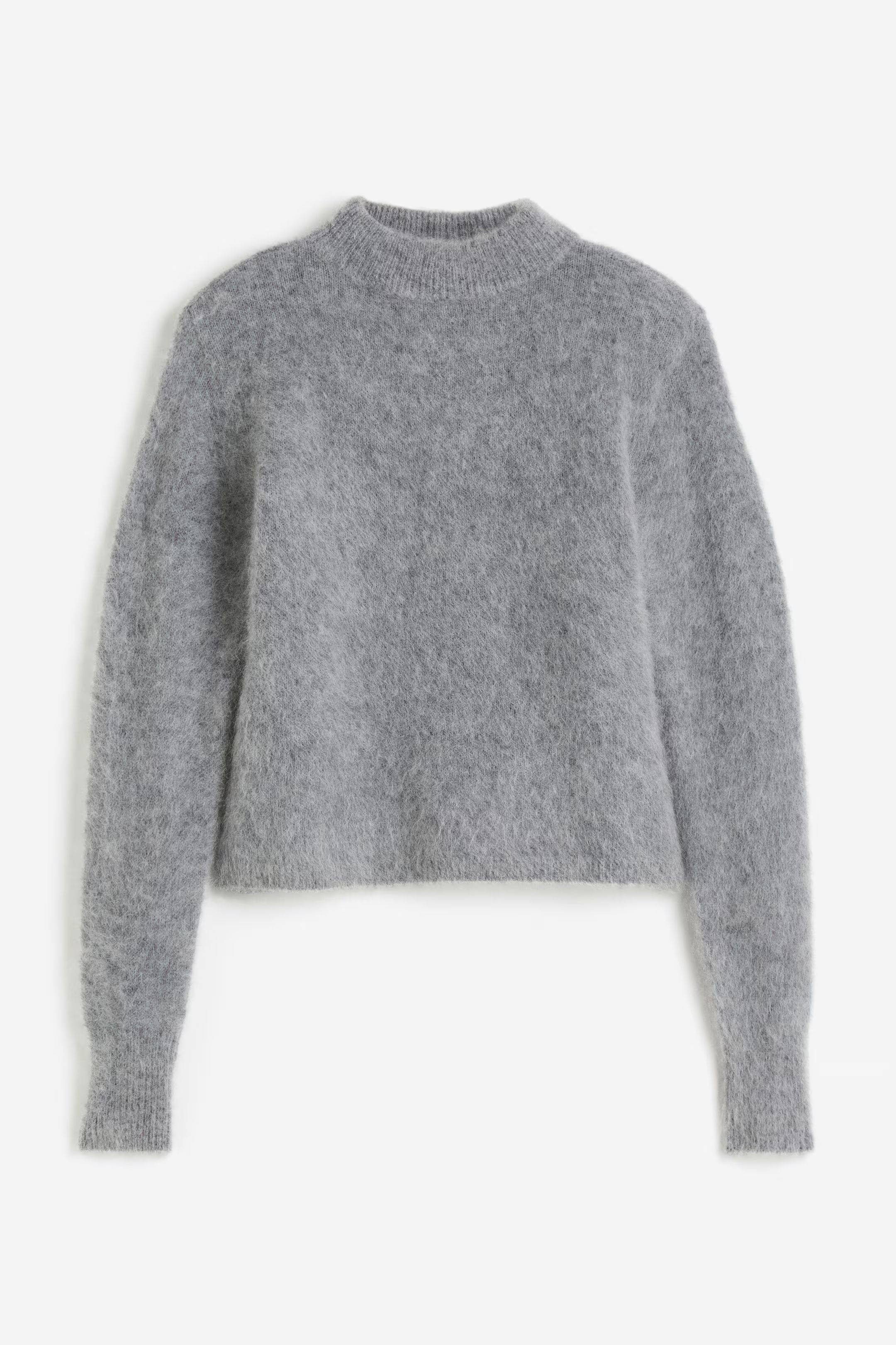 Mohair-blend jumper - Round neck - Long sleeve - Light grey - Ladies | H&M GB | H&M (UK, MY, IN, SG, PH, TW, HK)