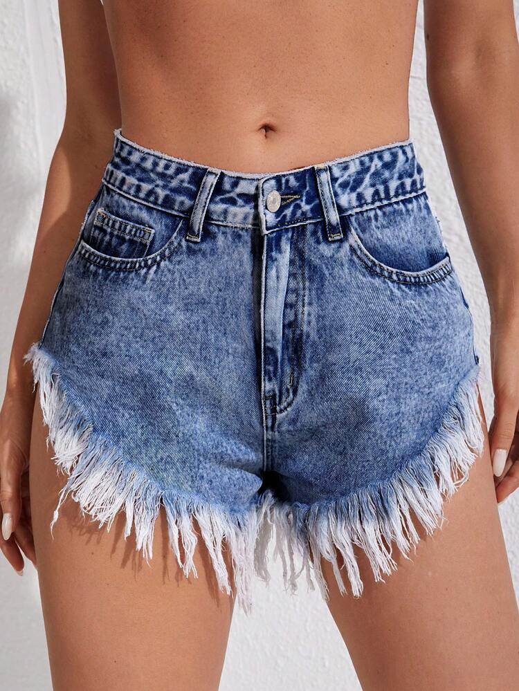 Raw Hem Denim Shorts | SHEIN