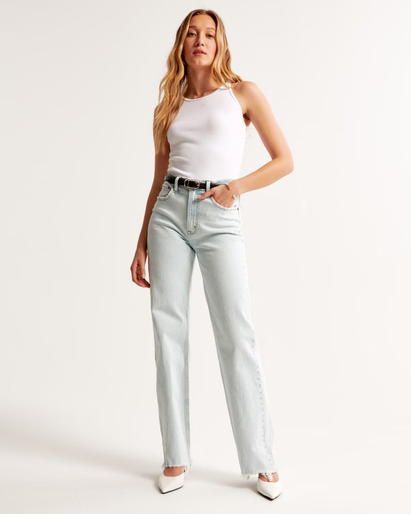 Women's High Rise 90s Relaxed Jean | Light Blue Jeans | Abercrombie Jeans | Abercrombie & Fitch (US)