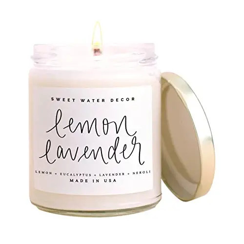 Sweet Water Decor Lemon Lavender Candle | Lemon, Lavender, Eucalyptus, Summer Scented Soy Candles... | Amazon (US)