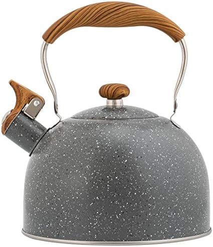2.6 Quart/2.5 Liter Whistling Tea Kettle Stainless Steel Tea Pots for Stove Top Stylish Kettle Wi... | Amazon (US)
