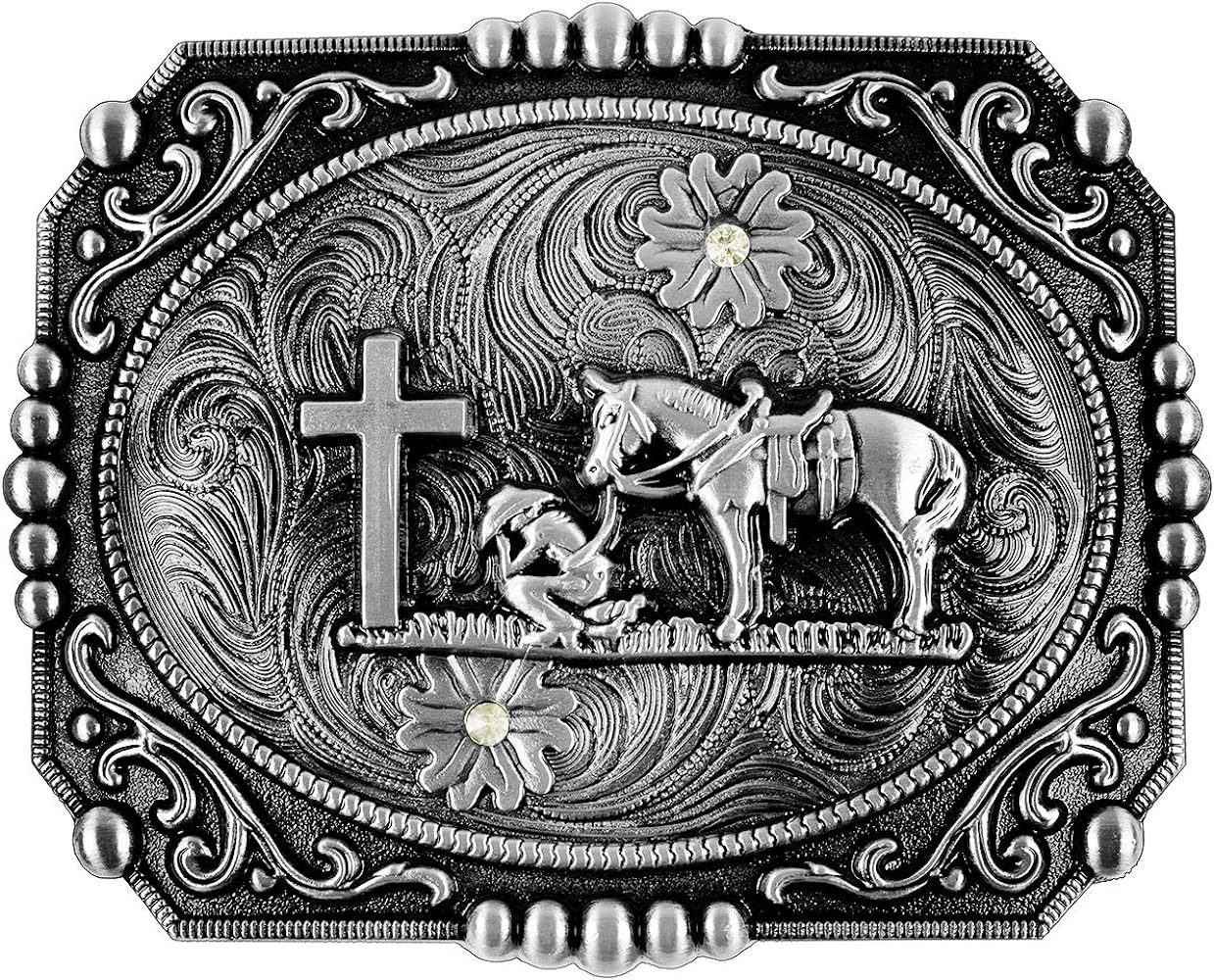 Moranse Religion Cross Cowboy Kneeling Prayer And Horse Design Belt Buckles | Amazon (US)