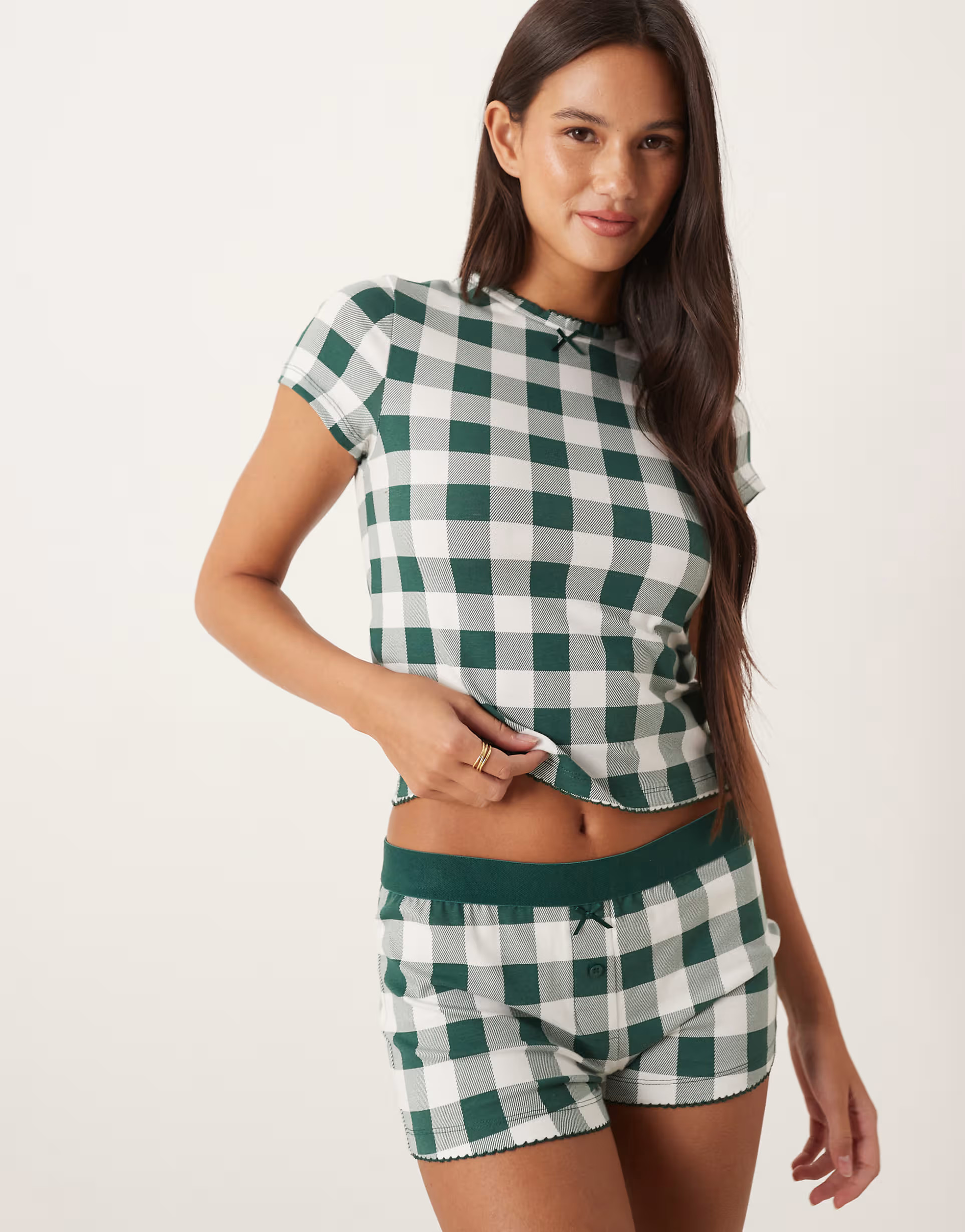 ASOS DESIGN mix & match pajama set in green plaid print | ASOS (Global)